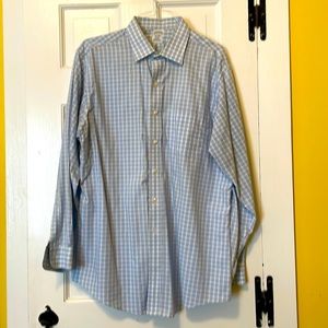 Mens Brooks Brothers Dress shirt. Size 17 Neck 35 sleeve. Blue check pattern.